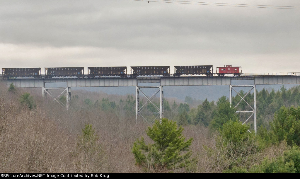 RBMN Caboose 92849 brings up the markers on the 2102 coal / test train